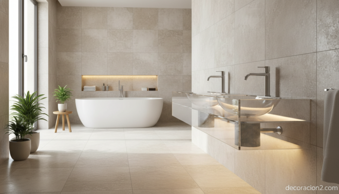 Lavabo con música incorporada X-Light Surround en baño moderno minimalista