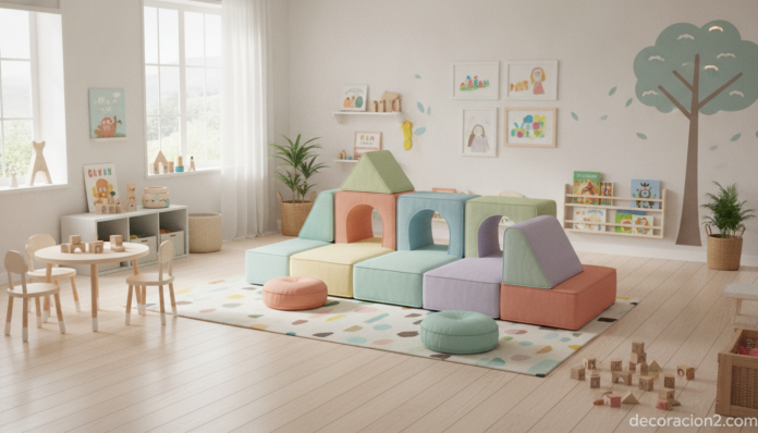 Sofá convertible para niños de diseño modular en una habitación infantil