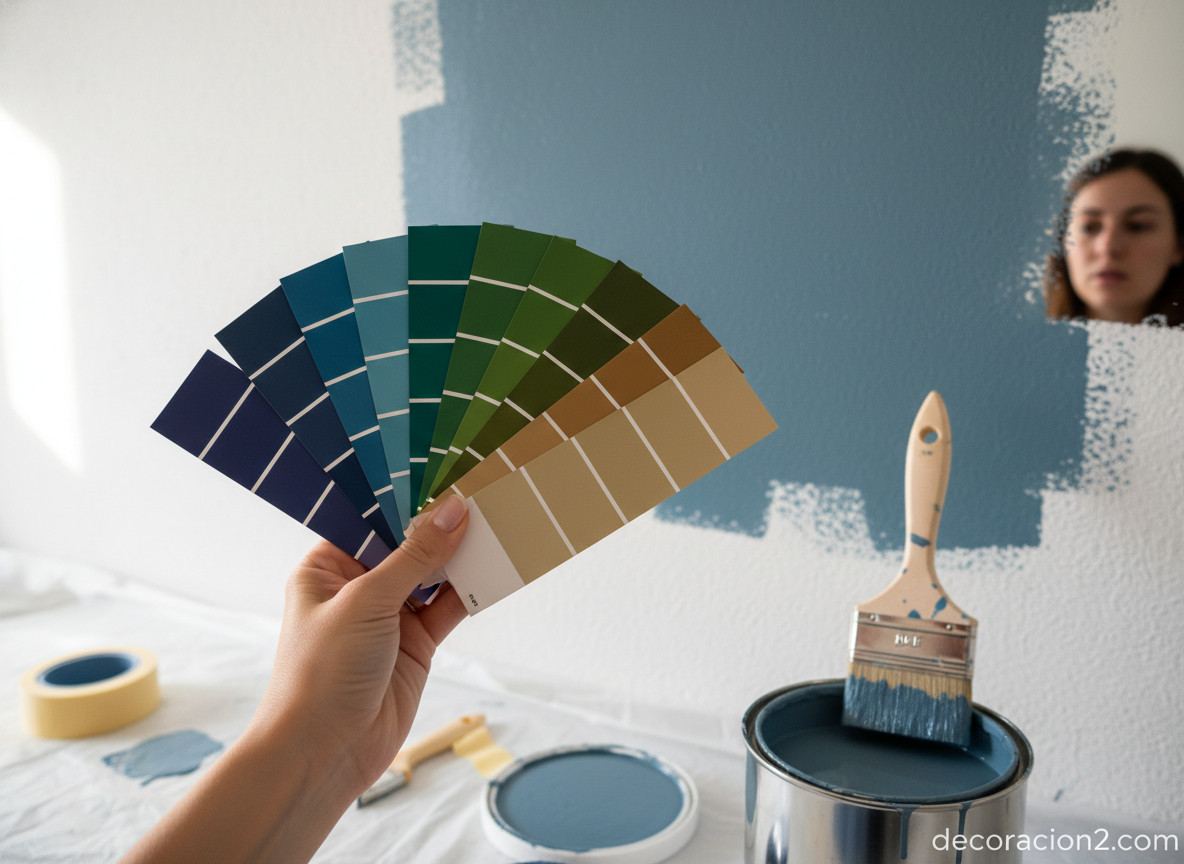 Muestras de color de pintura para elegir el tono de las paredes