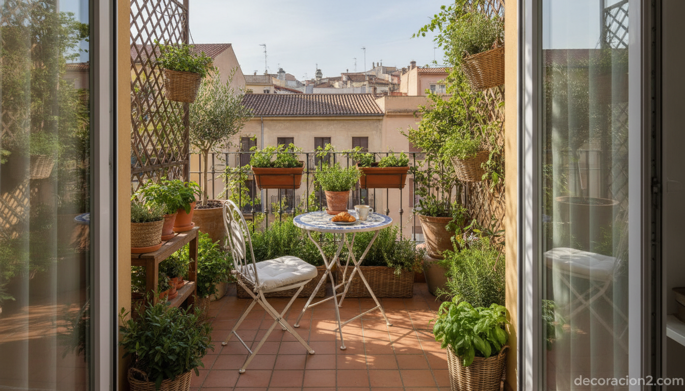 Casas pequeñas: ideas para construir y decorar una vivienda en cualquier espacio 4 Terraza pequeña con plantas en una vivienda compacta