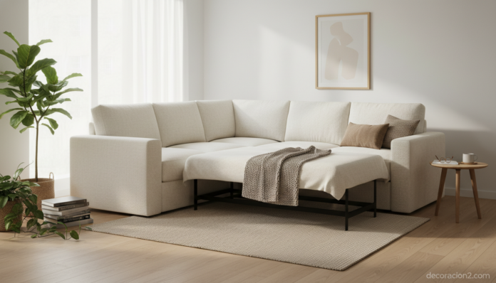 Sofá cama multifuncional Tattomi Relax en salón moderno