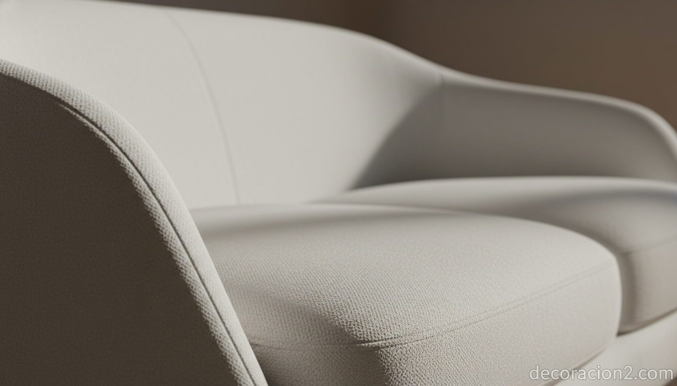 Detalle de tapicería blanca mate del sofá futurista Acceleration