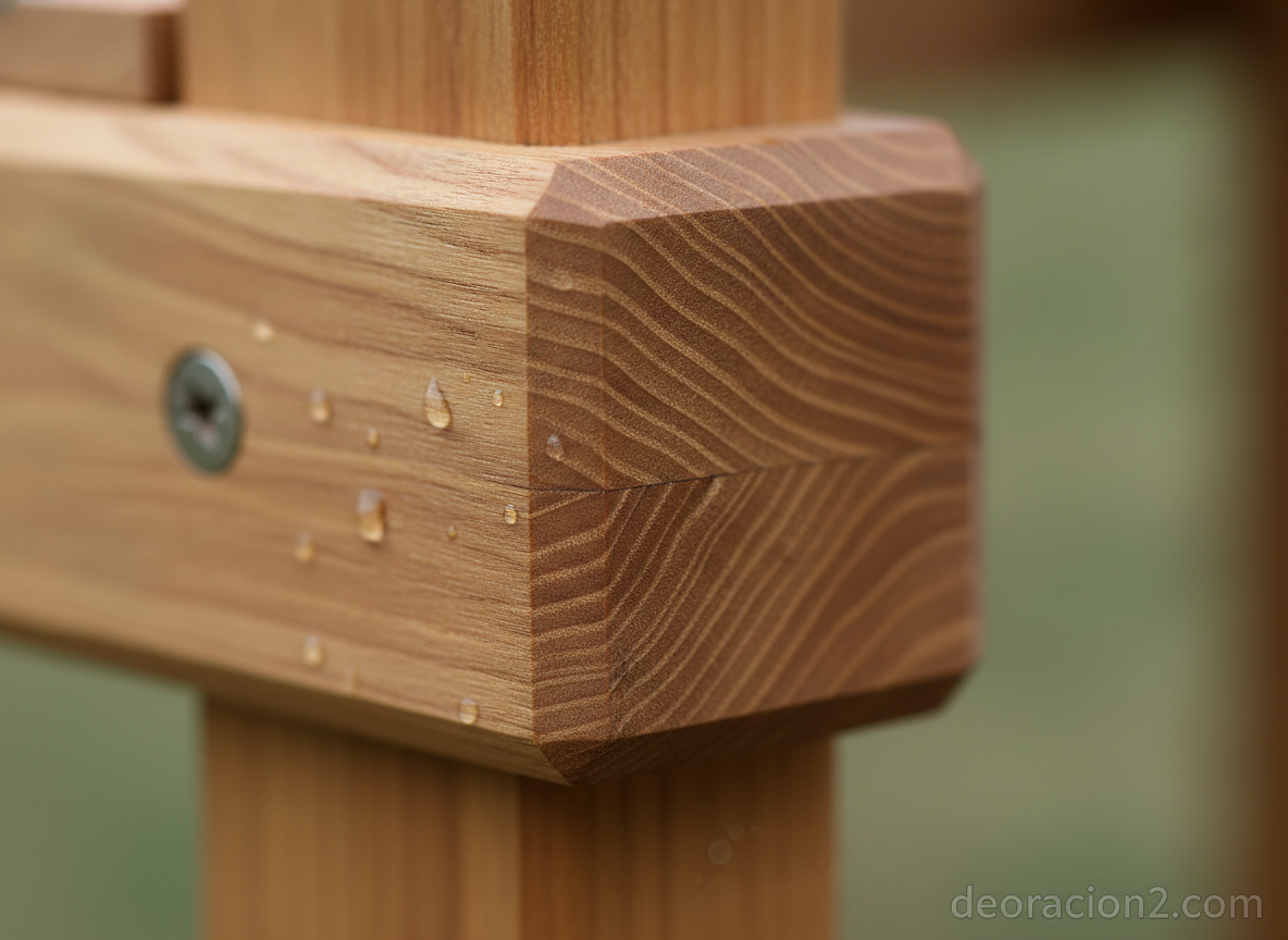 Detalle de la veta y el acabado artesanal de la madera de cedro de los muebles Kitando