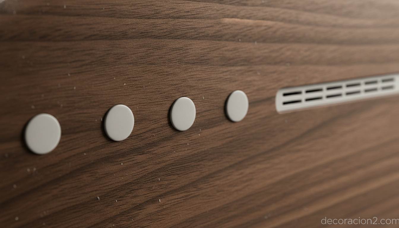Estantería musical: el mueble que esconde un equipo de sonido 1 Detalle de los altavoces y botones ocultos de una estantería musical
