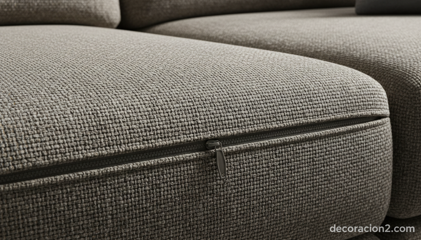 Detalle del tapizado desenfundable del sofá cama Tattomi Relax