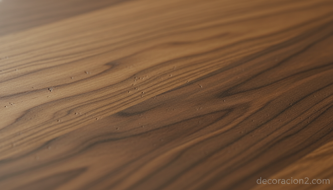 Detalle macro de veta natural de madera de roble y nogal usada por Kozai Design