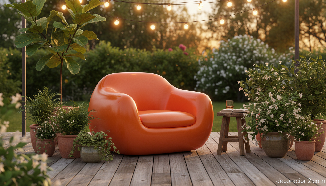 Sillón Chubby en una terraza al aire libre