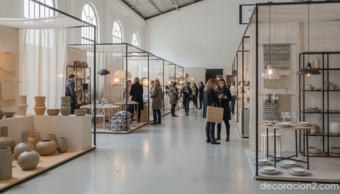 Pabellón de la feria de decoración Expohogar Barcelona con stands de artículos para el hogar