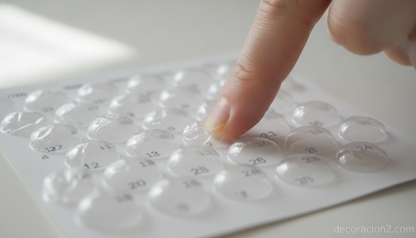 Primer plano de una mano explotando una burbuja del Bubble Calendar