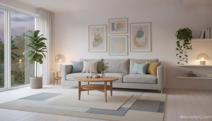 Salón decorado con buen gusto que ilustra consejos de decoración para el hogar