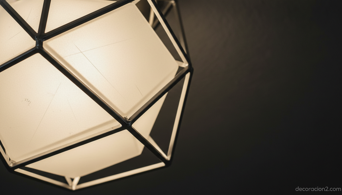 Detalle de la lámpara Hexagon plateada con difusor encendido