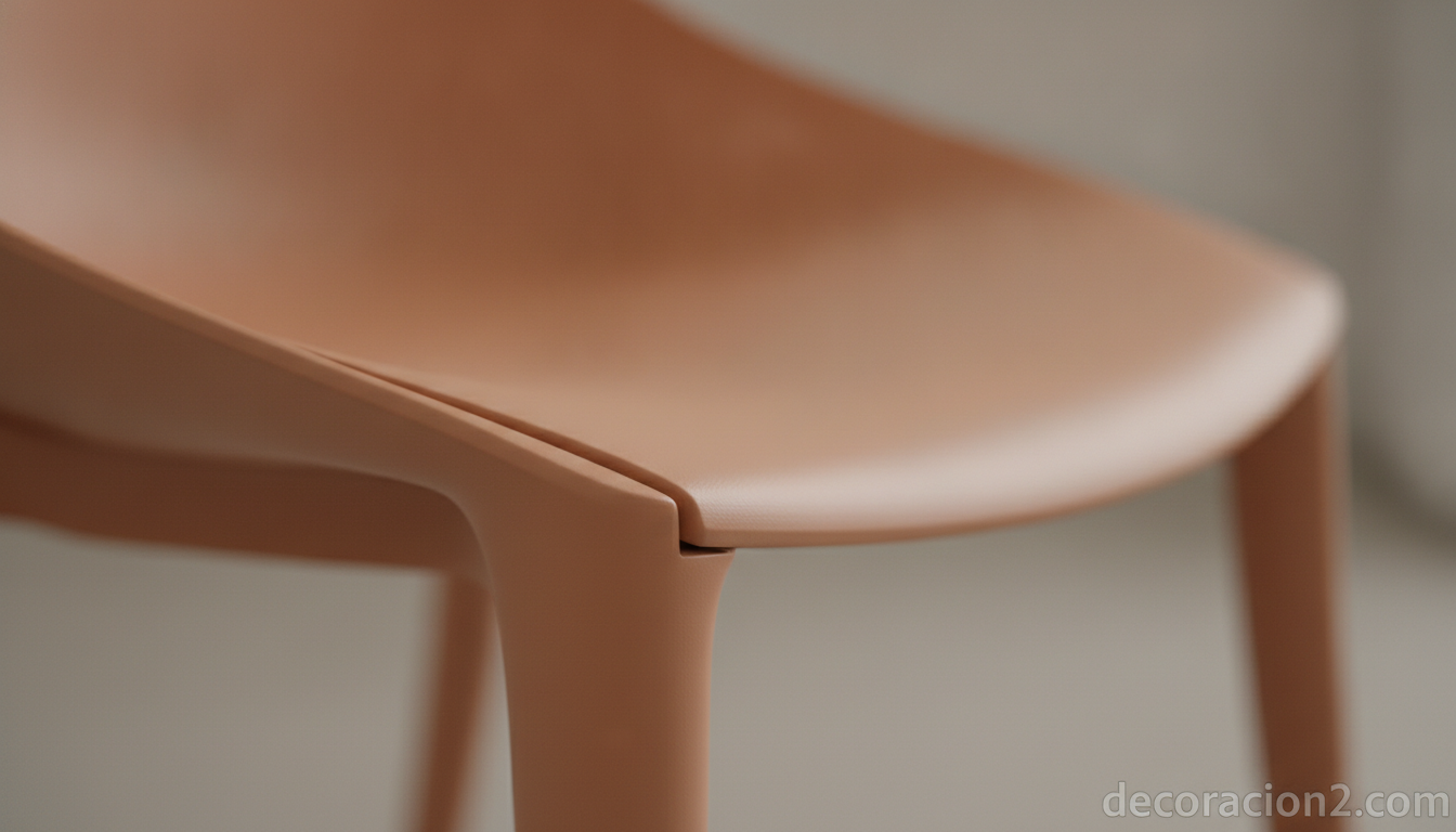 Detalle del poliuretano compacto y el corte lateral de la silla Diva Chair