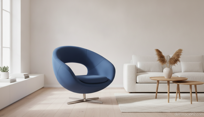 Silla de diseño Diva Chair circular en un salón moderno y luminoso