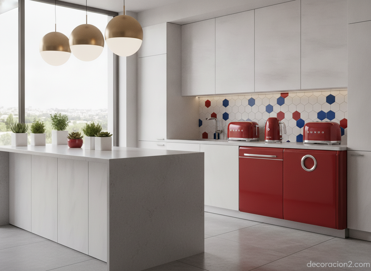 Lavavajillas retro Smeg STLA: color y estilo vintage en la cocina 10 Conjunto de electrodomésticos retro en rojo combinados en una cocina moderna
