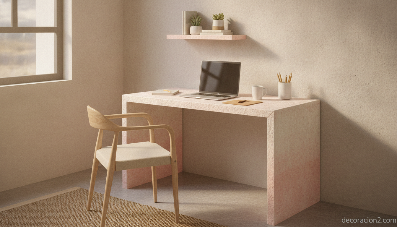 Muebles de papel reciclado de Way Basics: diseño sostenible y resistente 2 Escritorio de papel reciclado en un rincón de teletrabajo sostenible