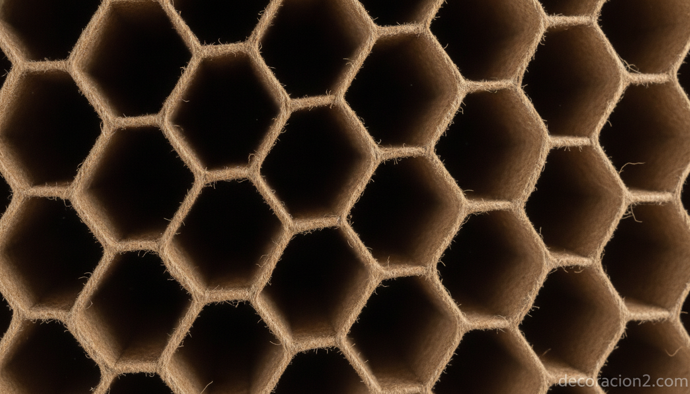 Detalle de la estructura de panal del cartón Kraft resistente