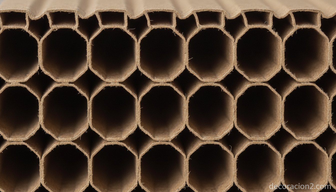Mesa de cartón: muebles ecológicos, portátiles y sorprendentemente útiles 3 Detalle de la estructura de panal interior de una mesa de cartón resistente