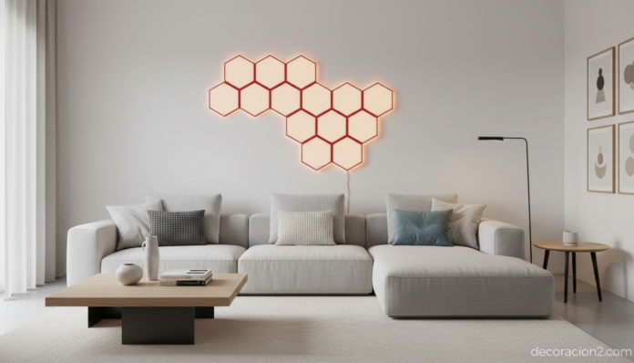 Lámpara Hexagon de Tronconi en pared de un salón moderno