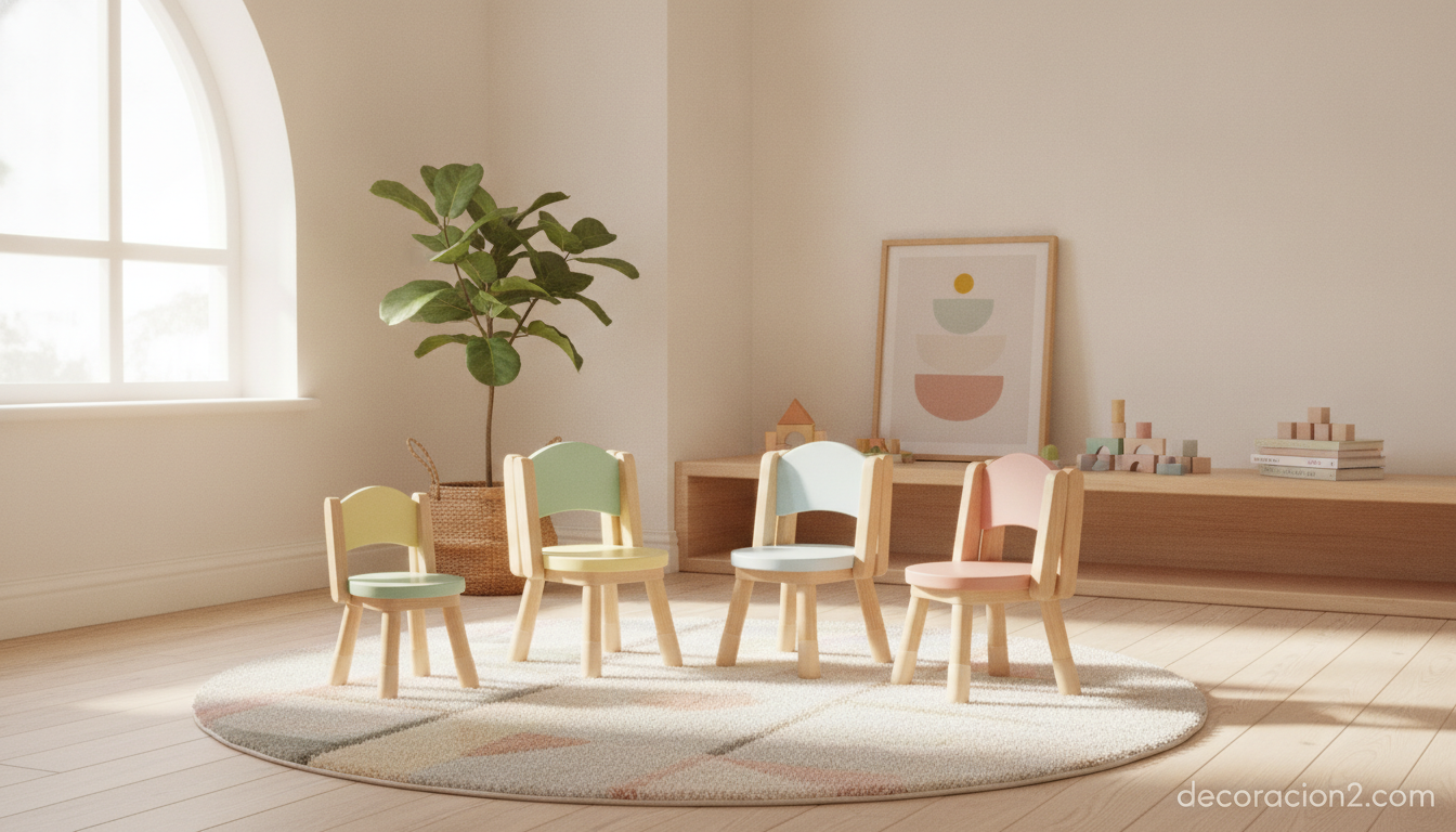 Asientos de distintos tamaños del sillón Magic distribuidos en una zona de juego infantil