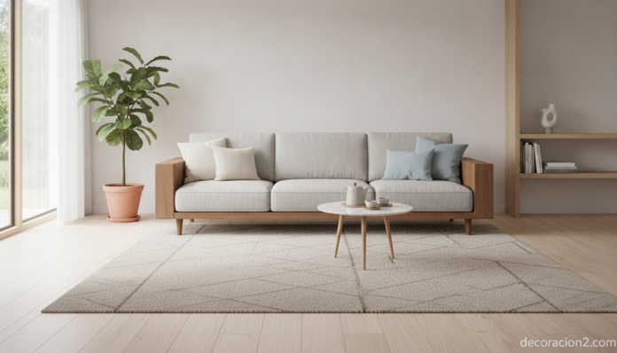 Sofá cama de diseño en un salón moderno y luminoso