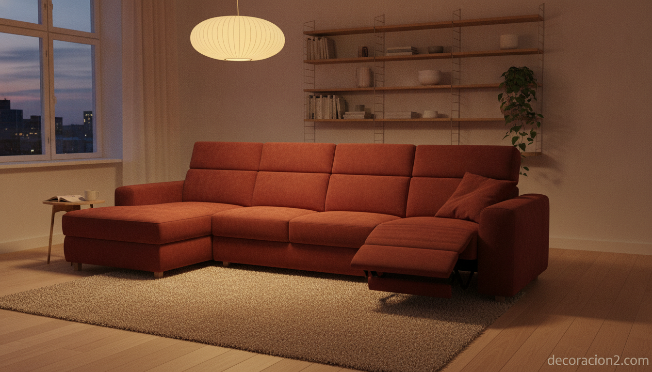Sofá Zeta de Natuzzi en versión roja en un salón de estilo cálido