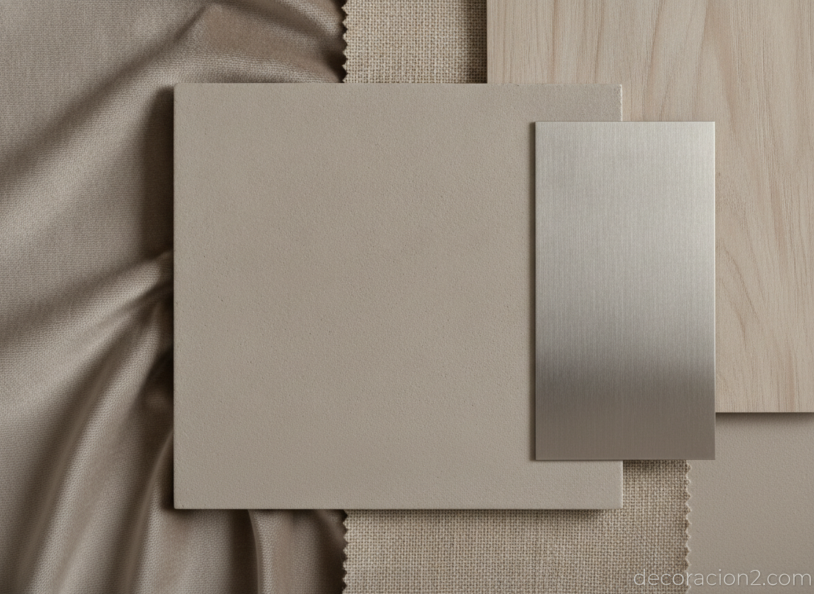 Materiales y texturas en una misma gama de color para decoración monocromática