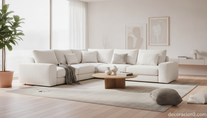 Sofá Trix multifuncional blanco en un salón moderno y luminoso
