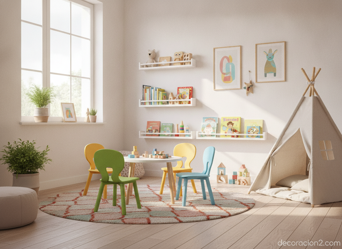 Silla Hero de Calligaris: diseño juvenil y color para dormitorios 2 Varias sillas Hero de colores combinadas en una sala de juegos infantil