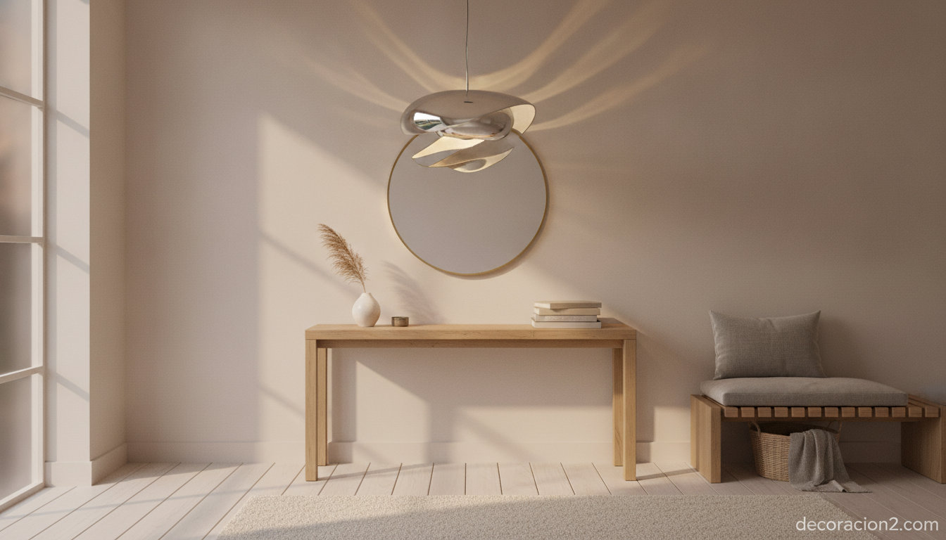 Lámpara Norm 03 de acero: la escultura de luz de Britt Kornum 8 Lámpara Norm 03 de acero en un recibidor moderno