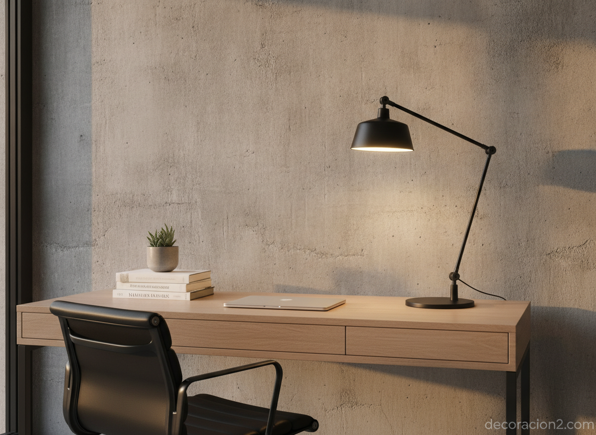 Lámpara Eclipse de acero plegado en un estudio de estilo industrial minimalista