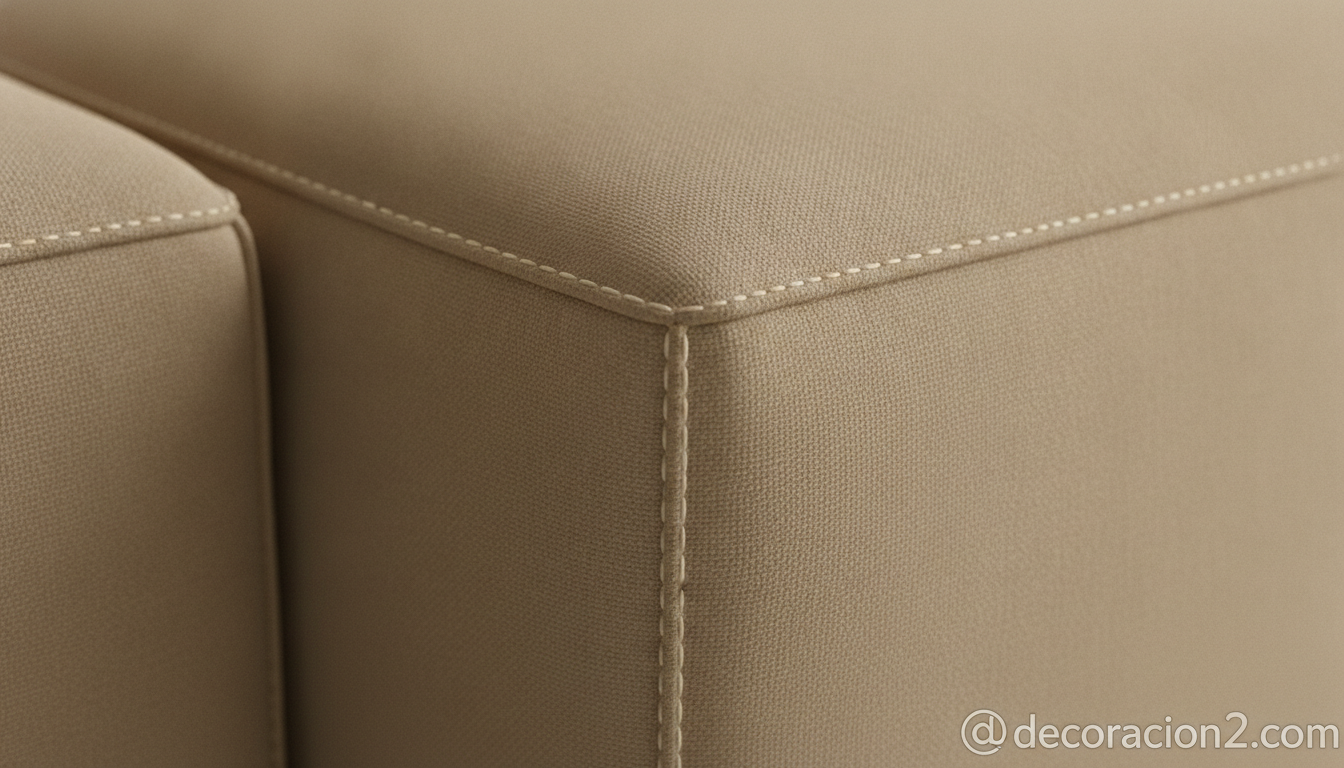 Detalle del tapizado y las costuras de un sofá modular