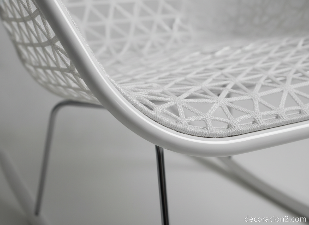 Mecedoras de diseño Purity: la propuesta modernista de Scott Wilson 3 Detalle de la estructura de acero y malla de poliuretano de una mecedora de diseño