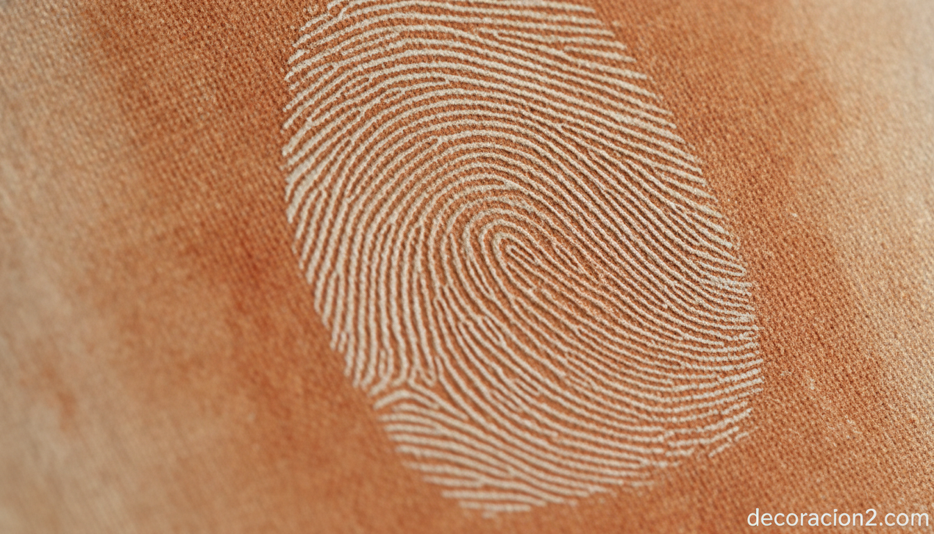 Detalle artístico de una huella dactilar impresa en lienzo