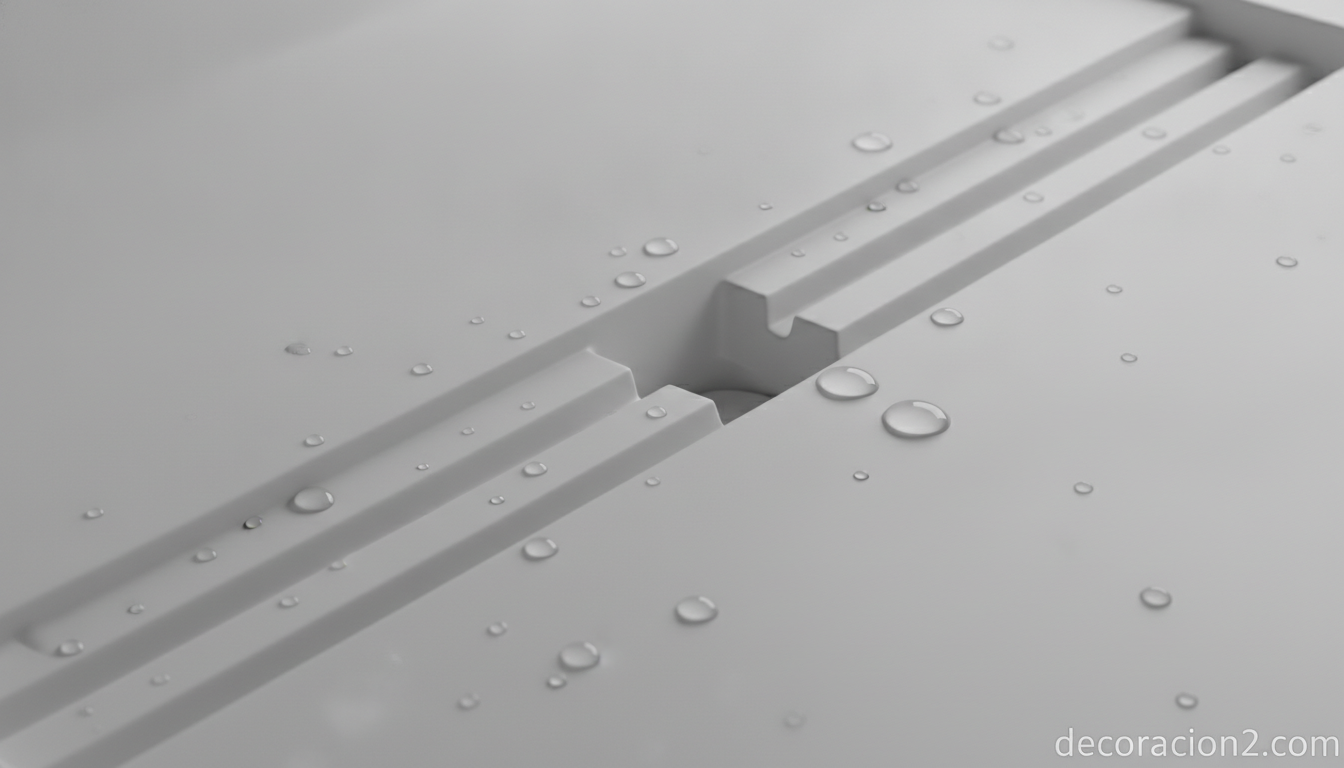 Lavabo minimalista: cuando el lavabo casi desaparece en el baño 5 Detalle de las ranuras de desagüe de un lavabo minimalista de superficie continua