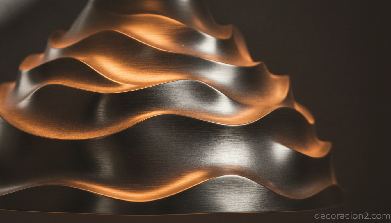 Lámpara Norm 03 de acero: la escultura de luz de Britt Kornum 7 Detalle de las ondulaciones de acero de la lámpara Norm 03