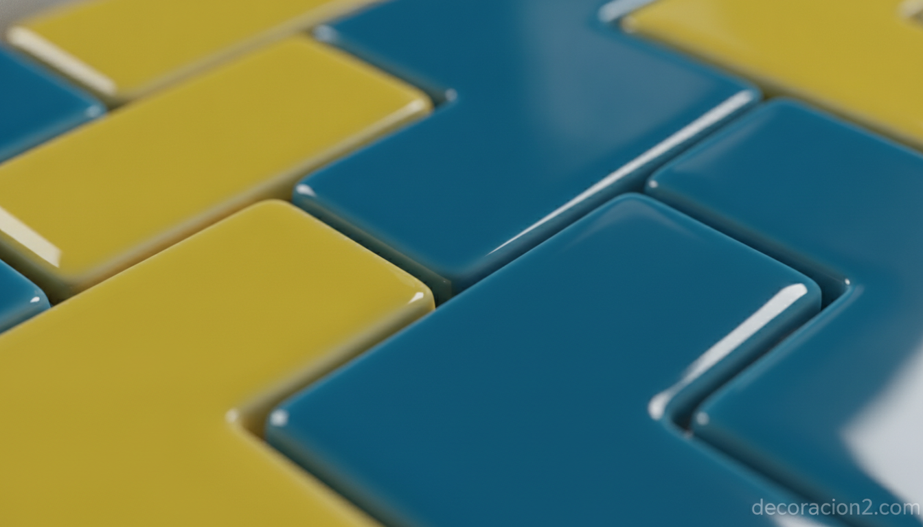 Azulejos Tetris: decora tus paredes con el videojuego más icónico 7 Detalle en primer plano de azulejos cerámicos con forma de piezas de Tetris