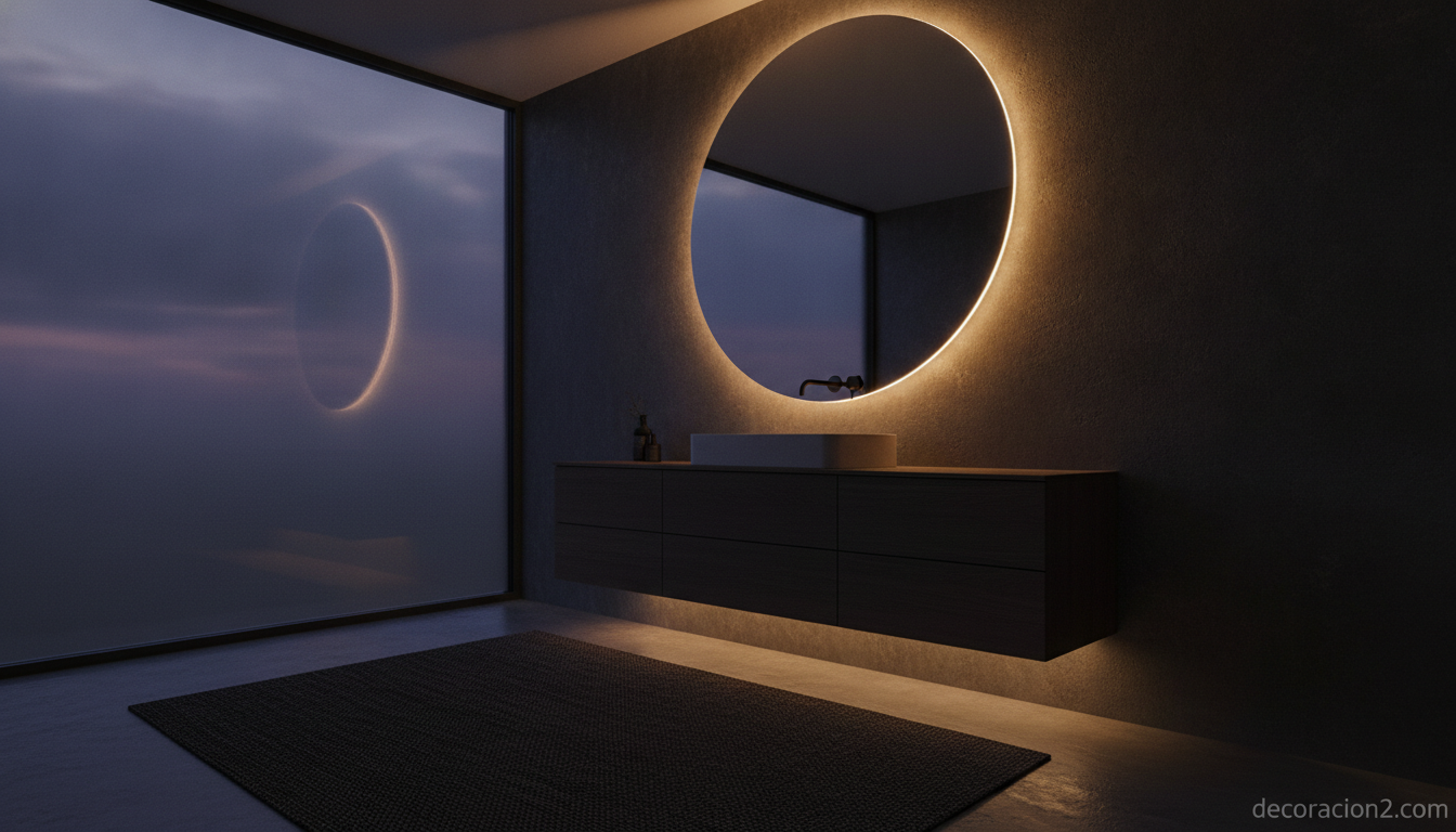 Baño futurista: el diseño Vostok que une minimalismo y toques retro 2 Baño moderno con iluminación LED indirecta y espejo retroiluminado