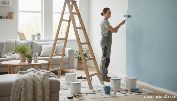 Persona haciendo bricolaje en casa para renovar el hogar con herramientas