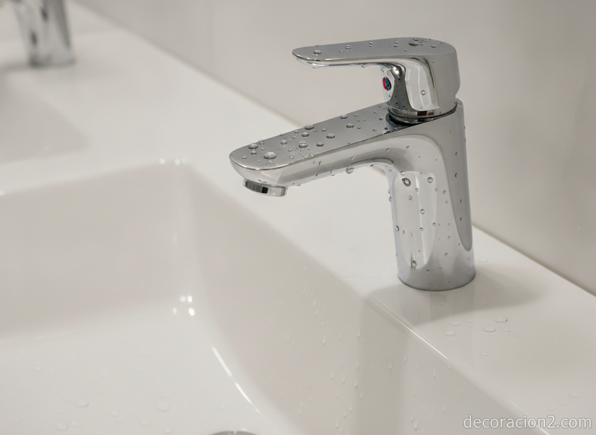 Columna de baño todo en uno: la solución compacta para baños pequeños 1 Detalle de la grifería y el lavabo integrados en la columna de baño