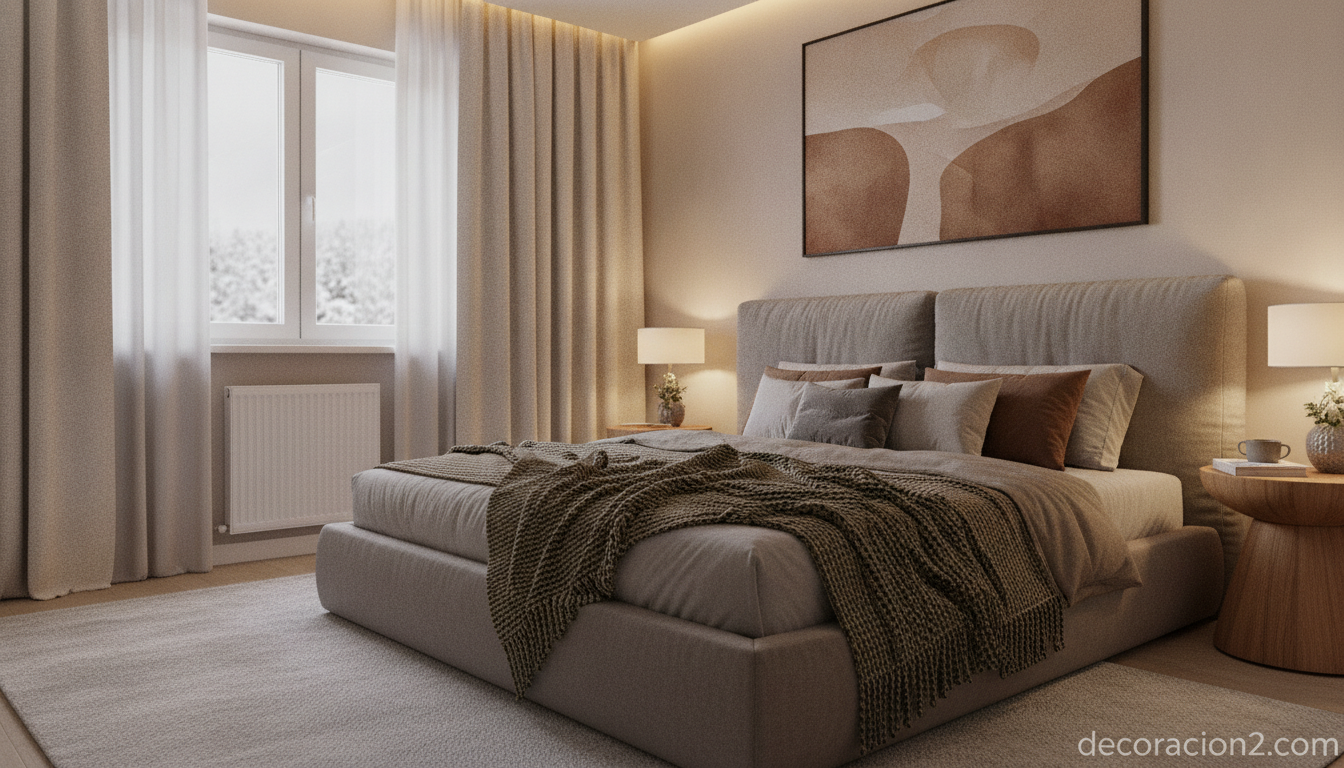 Dormitorio acogedor con calefacción eléctrica eficiente en invierno