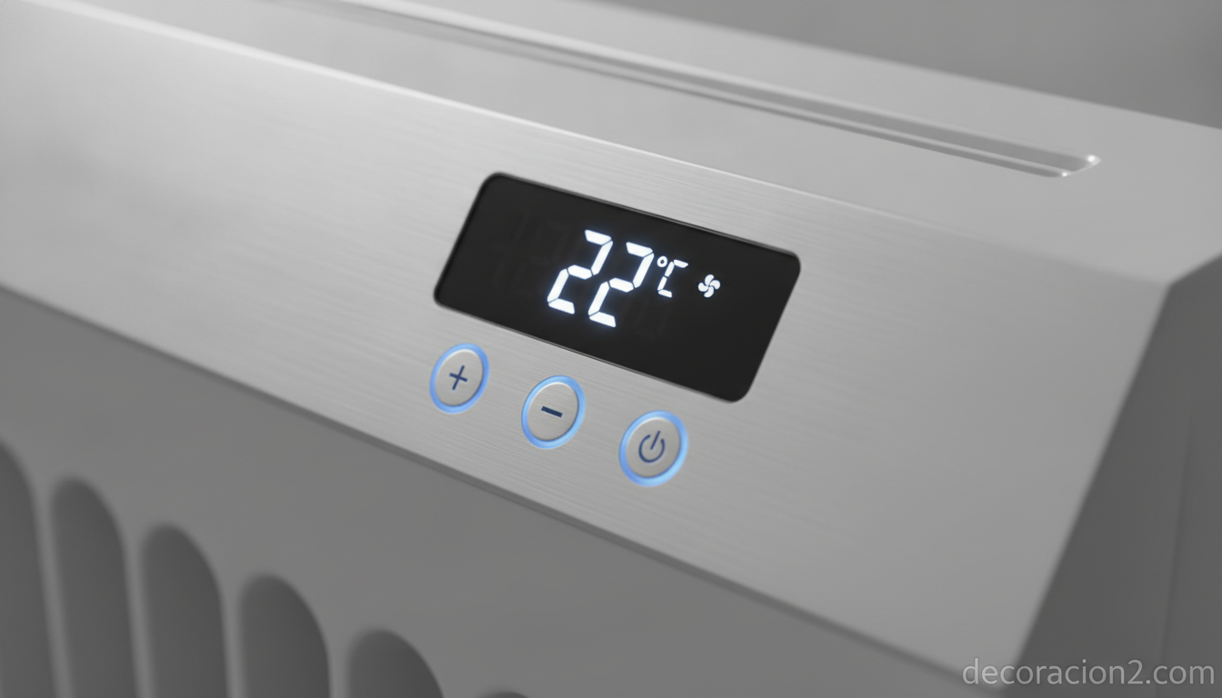 Detalle de emisor termoeléctrico de aluminio con control digital