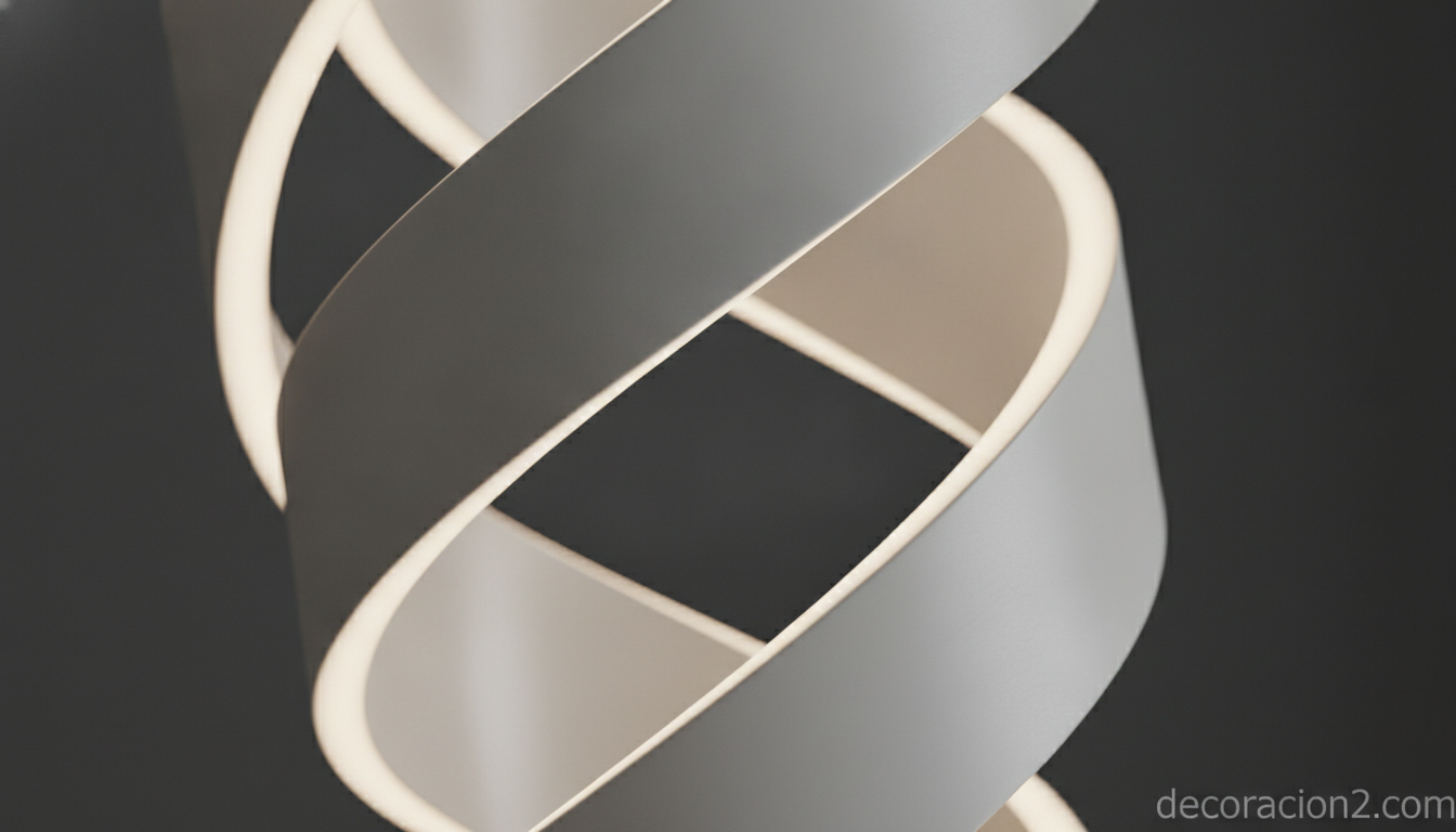 Detalle de la espiral de aluminio blanco de la lámpara Pirce