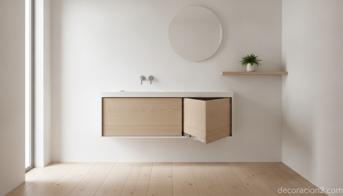 Lavabo plegable en un baño pequeño moderno que ahorra espacio