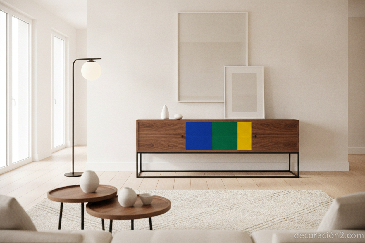 Mueble de autor como pieza protagonista en un salón moderno y luminoso