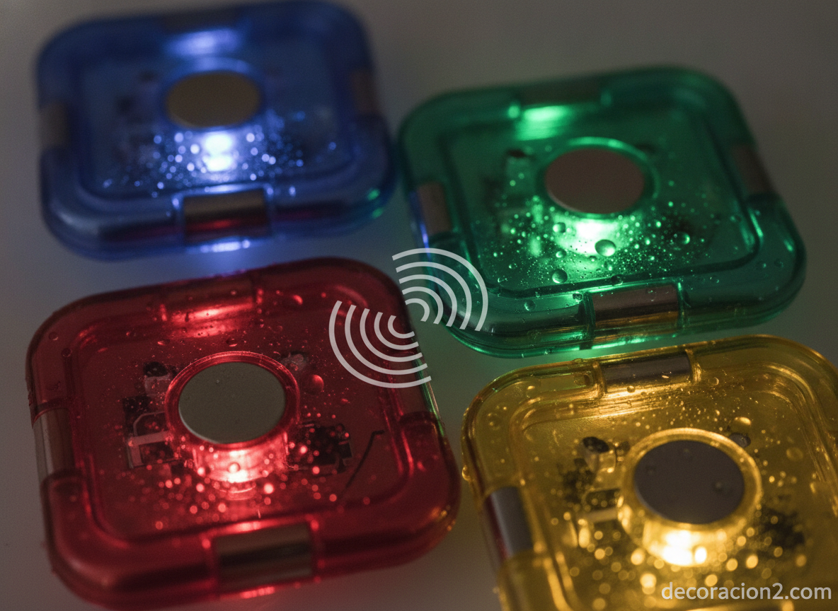 Detalle de las piezas magnéticas de colores de la lámpara infantil modular