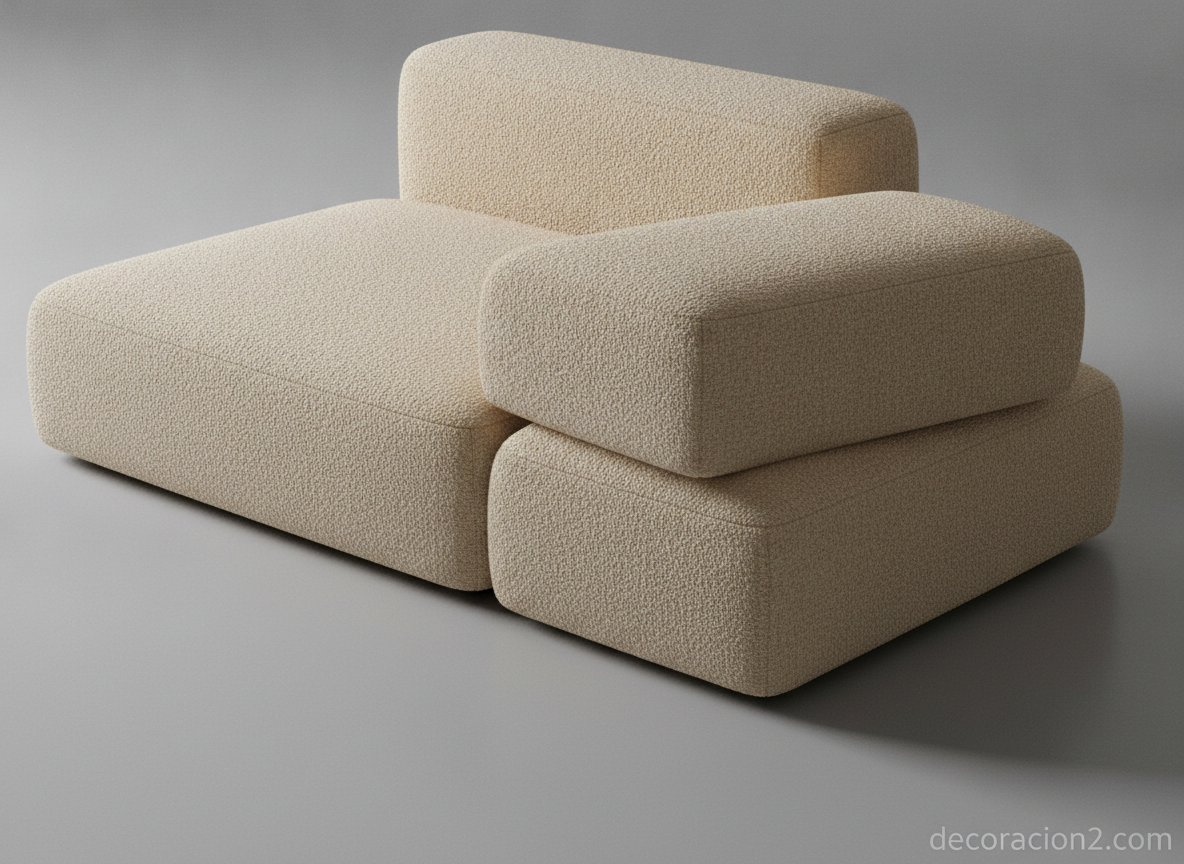 Piezas sueltas de un sofá modular antes de combinarse
