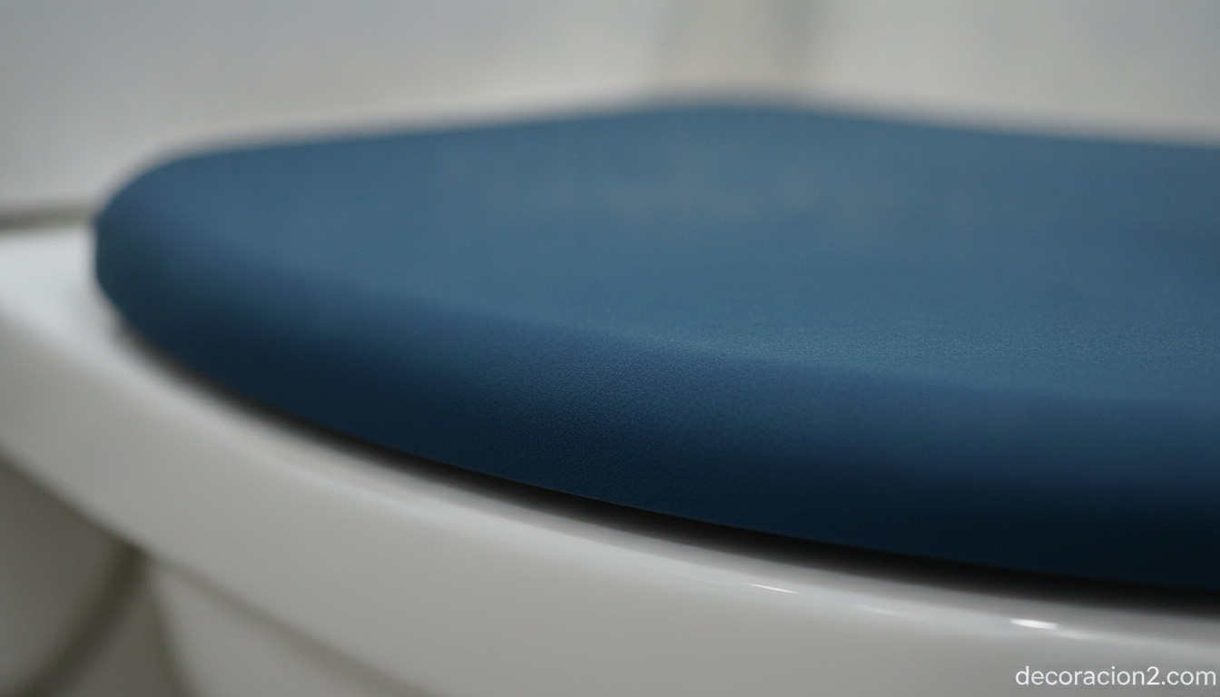 Detalle del material Roca Soft Texture en acabado Oxygen Blue de un sanitario Kroma
