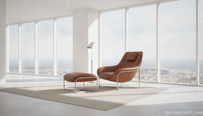 Sillón de diseño italiano Bali de Poliform en un salón moderno luminoso