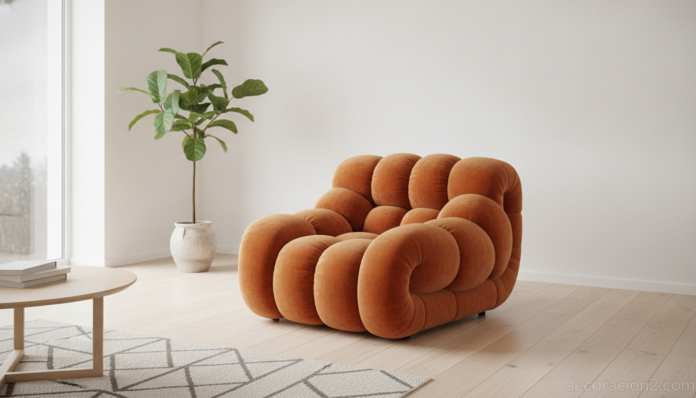 Sillón Ekstrem de diseño escandinavo como pieza protagonista en un salón minimalista