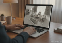 Simulador de decoración online: diseña y compra tus muebles Persona usando un simulador de decoración online en un ordenador portátil